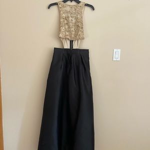 Sequined Gold & Black Full-Length Dress